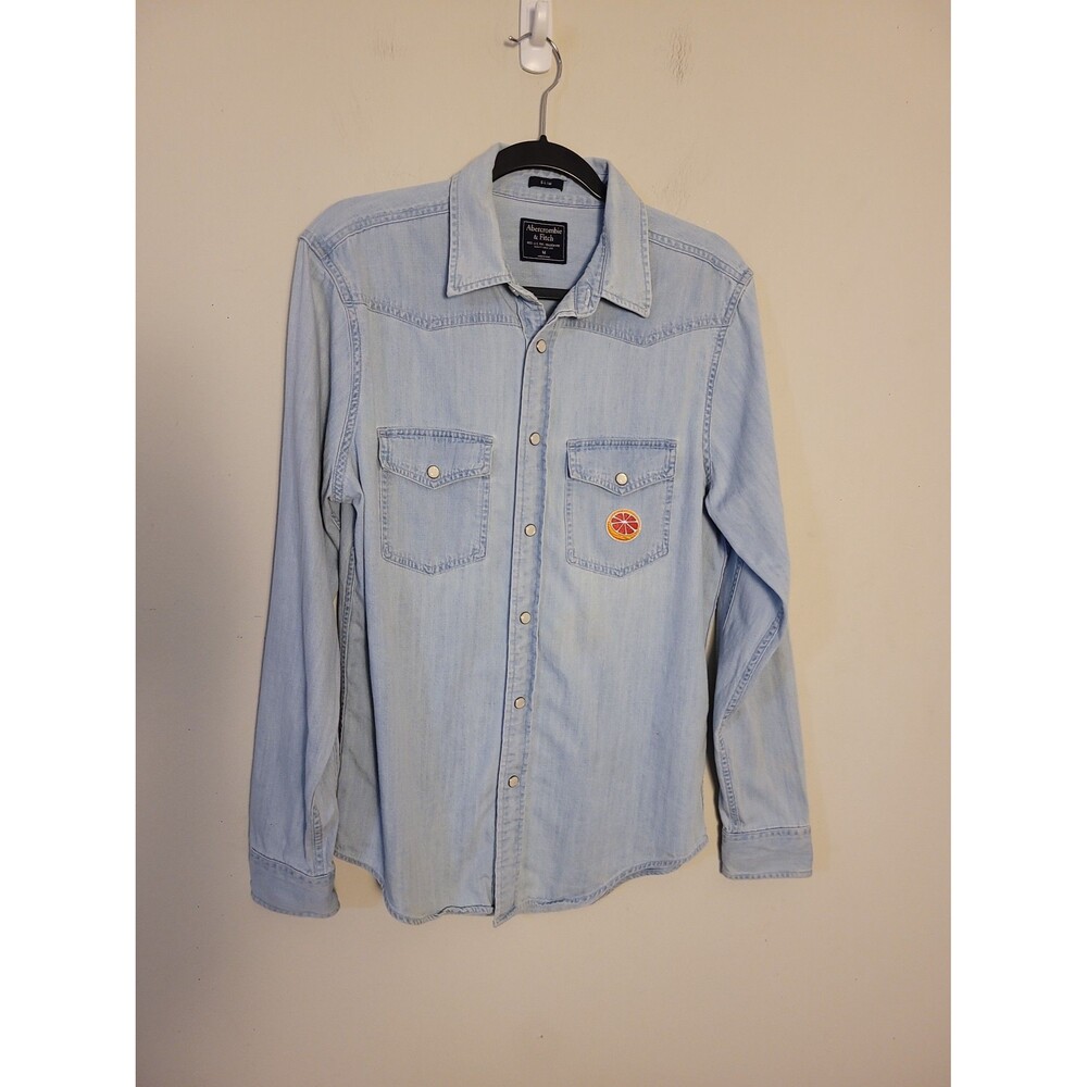 Abercrombie & Fitch Blue Chambray Slim Fit Shirt Sz M